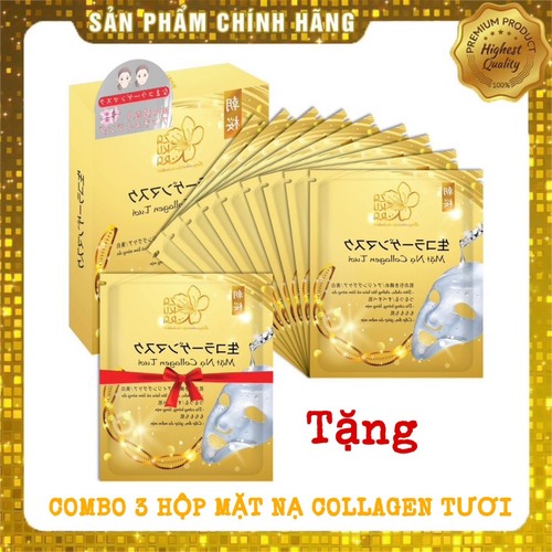 Combo 9 Túi Mặt Nạ Collagen Tươi dưỡng da Nhật Bản chống lão hóa,  trắng sáng da và giúp da mềm mịn săn chắc - Tặng 1 Túi Mặt Nạ Collagen