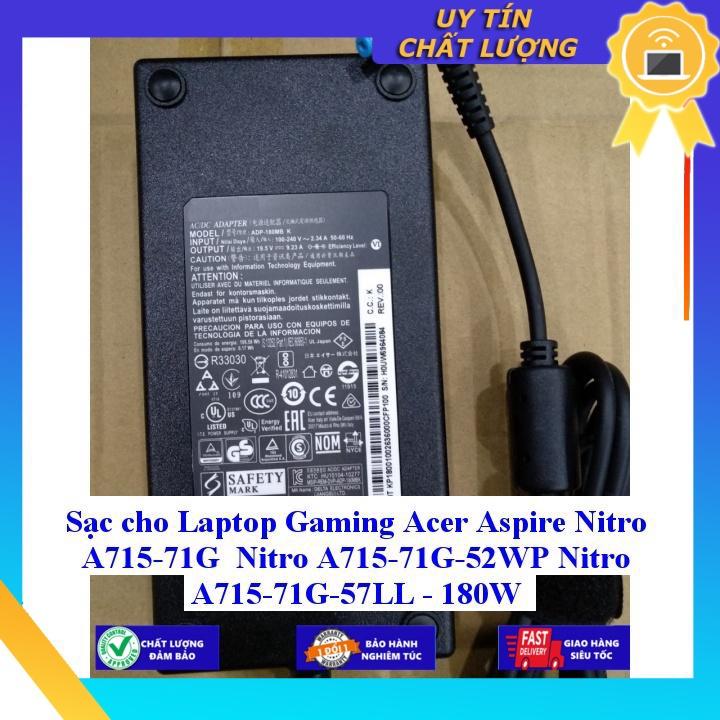 Sạc cho Laptop Gaming Acer Aspire Nitro A715-71G Nitro A715-71G-52WP Nitro A715-71G-57LL - 180W - Hàng Nhập Khẩu New Seal