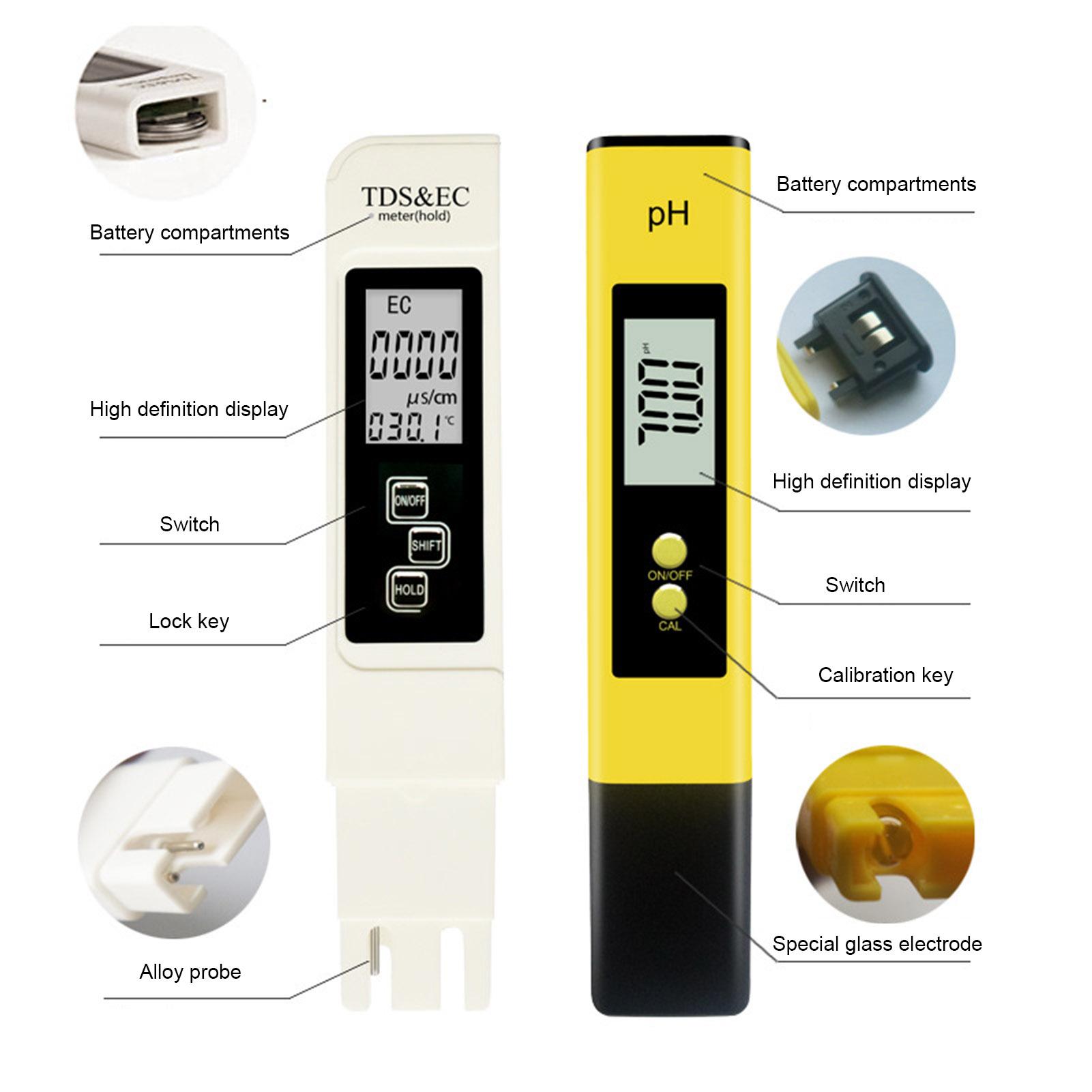 PH Acidometer Water Quality Detector PH Value Test Prod EC&TDS Conductivity Water Quality Testing Pen