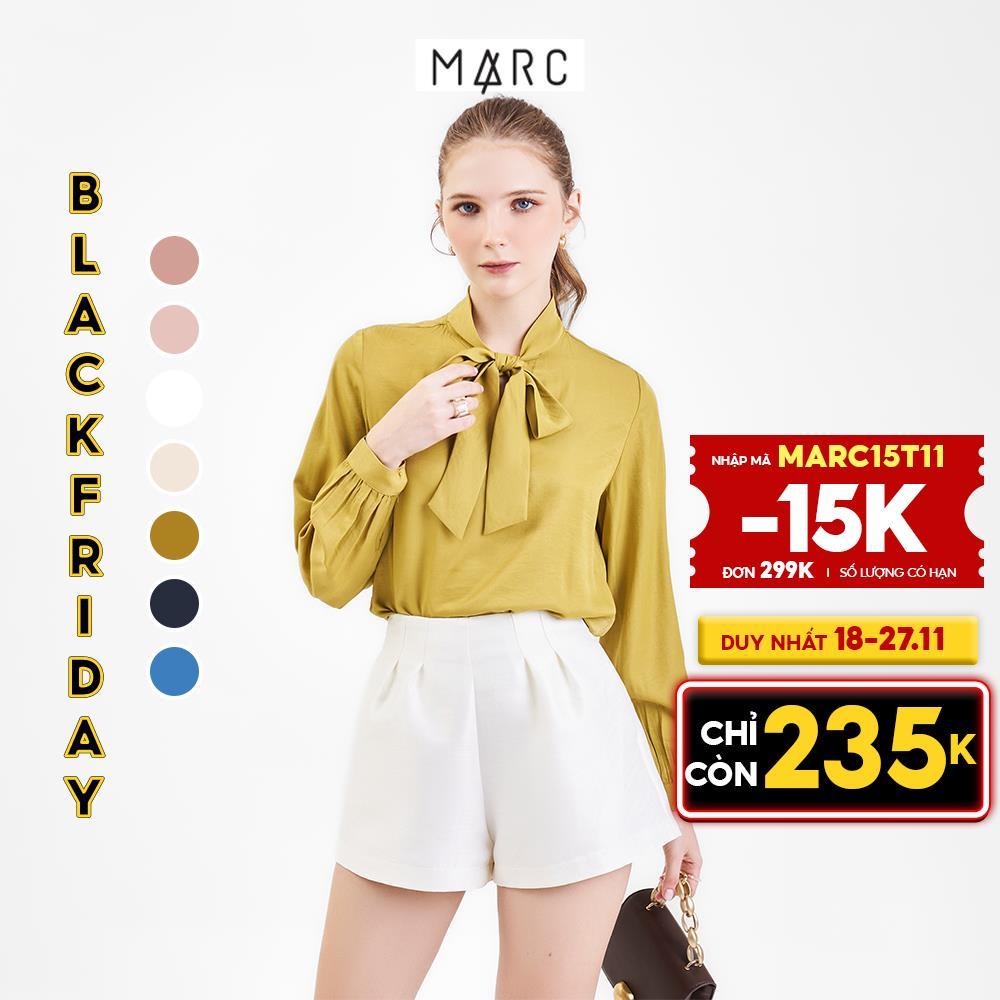 Áo kiểu sơ mi nữ MARC FASHION tay dài thắt nơ CBMX019822