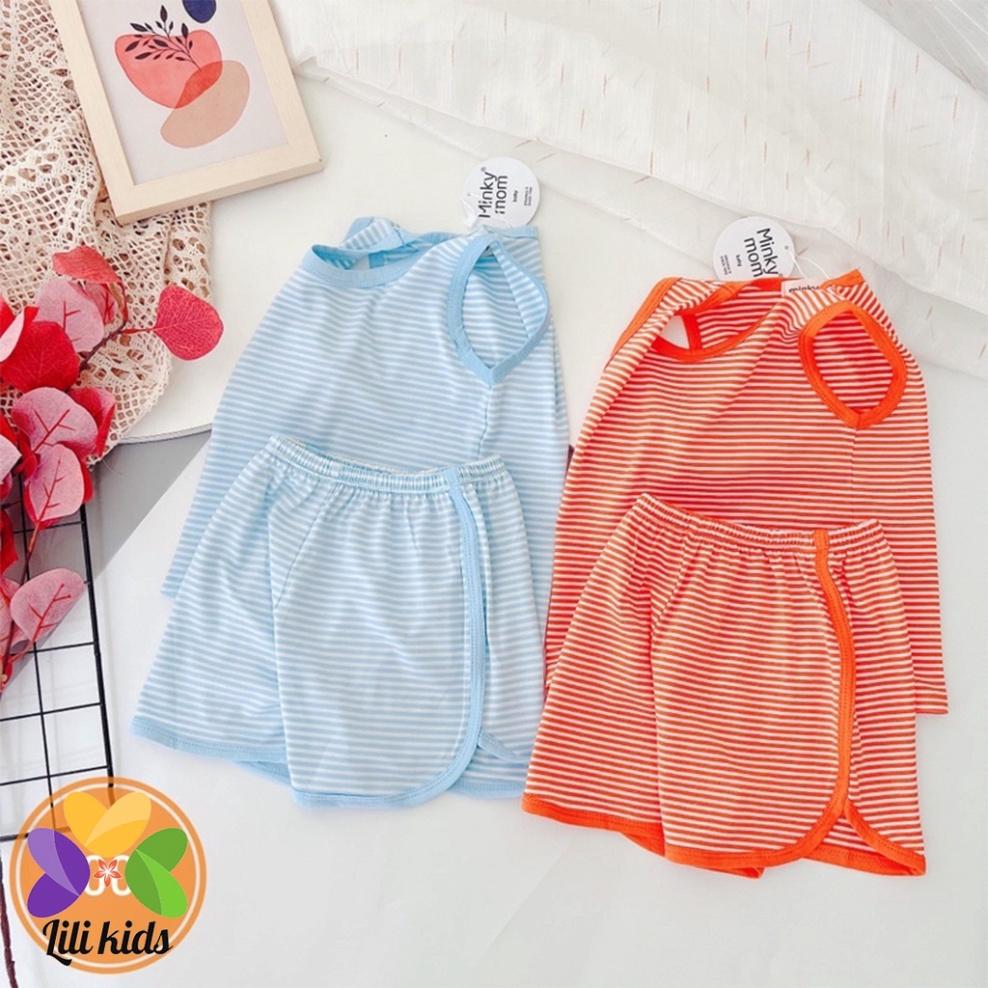 Bộ ba lỗ bé trai bé gái LYBABY vải thun lạnh kẻ nhiều màu bộ quần áo cho bé 3 lỗ mặc hè thoáng mát BBL05