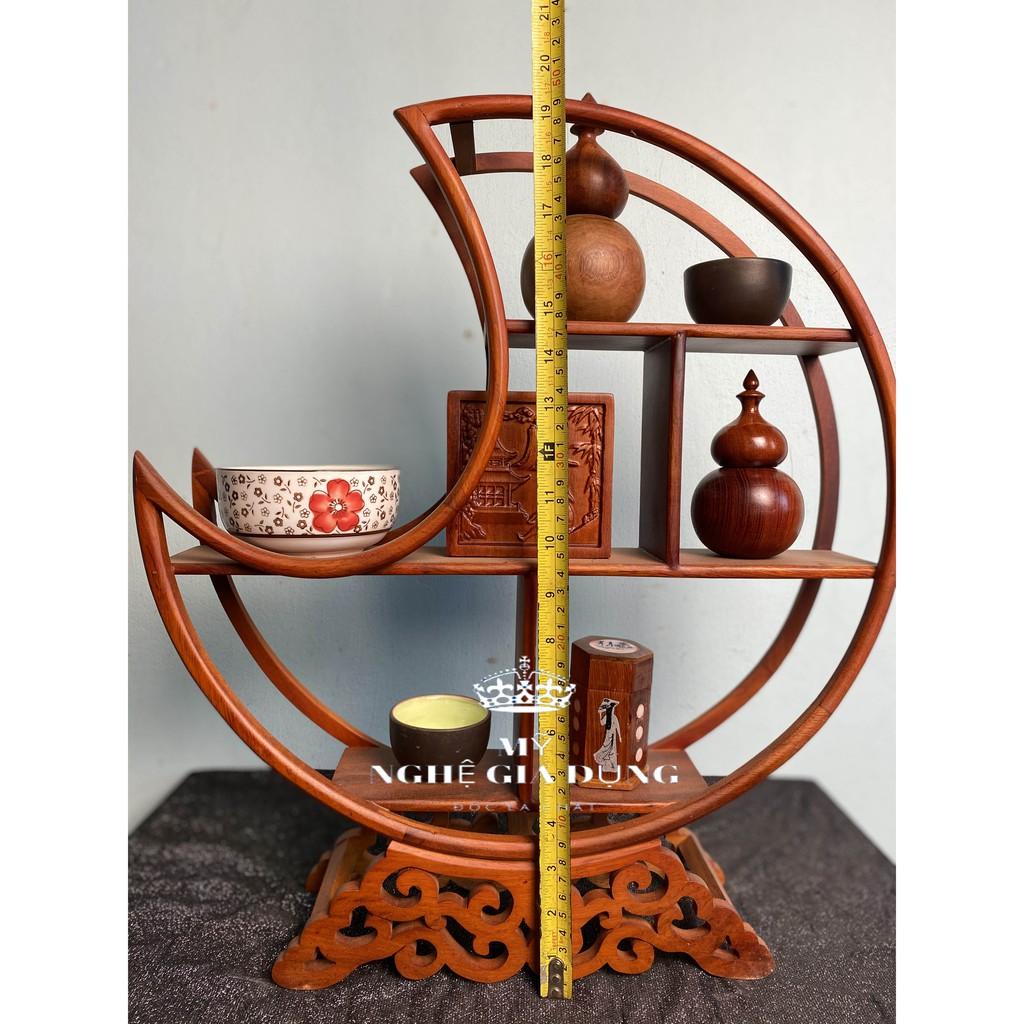 Kệ mini gia dụng gỗ gõ hình trăng khuyết