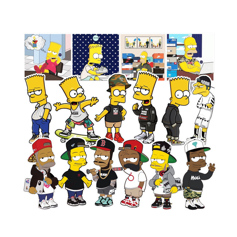 Bộ 50 Hình Dán Sticker Simpson Hoạt Hình - Hình Dán Trang Trí Mũ Bảo Hiểm Xe Máy