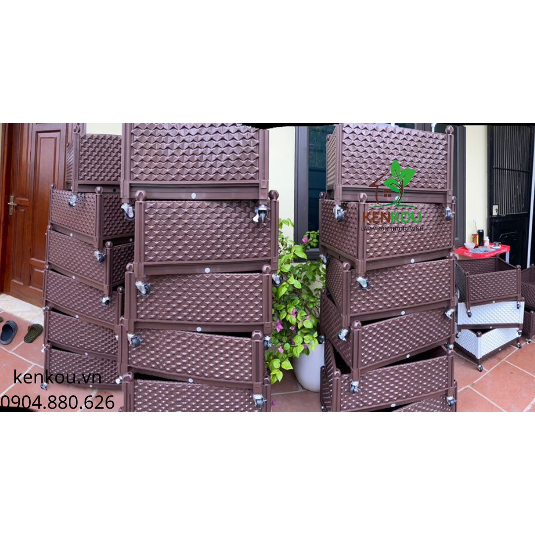 Bộ 4 bánh xe có khóa lắp đế chậu trồng cây - càng thép mạ kẽm chống rỉ, bánh cao su đặc