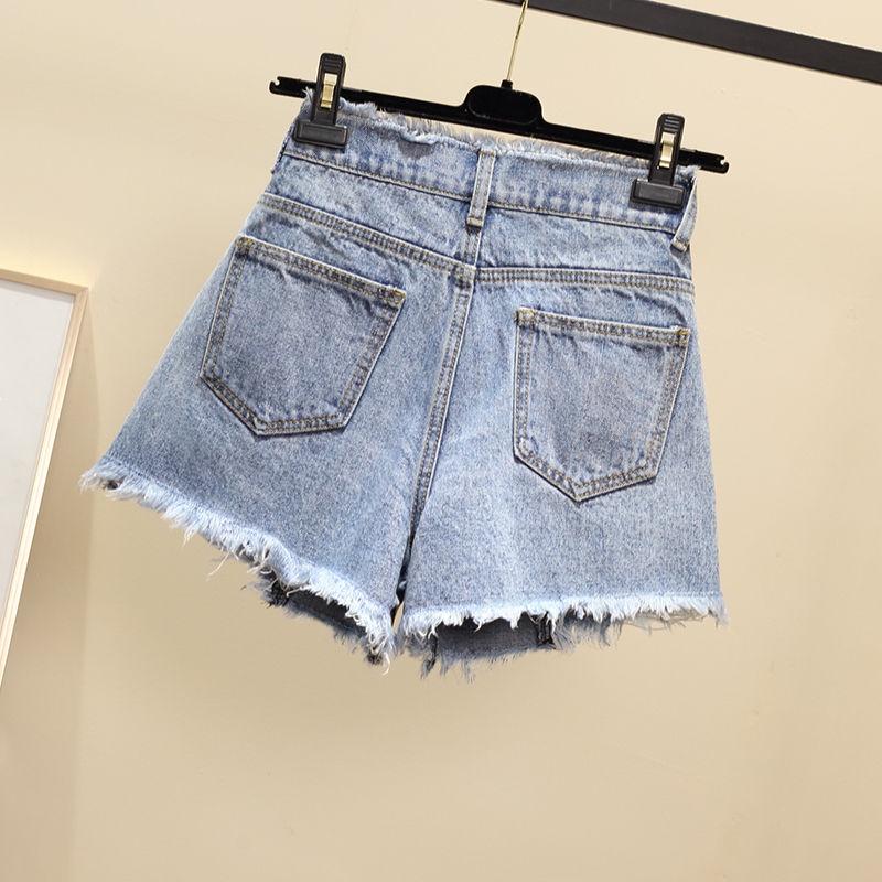 Quần Short Denim Lưng Cao Ống Rộng Size Lớn Thời Trang Hàn Quốc Cho Nữ 200