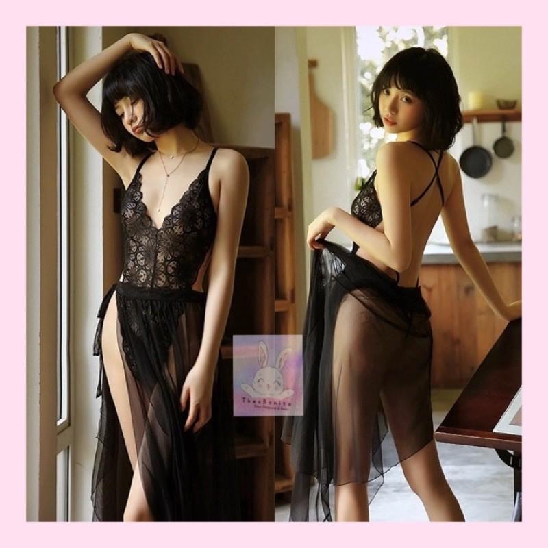 Bodysuit đan dây lưng kèm váy voan GIAO HOẢ TỐC HCM