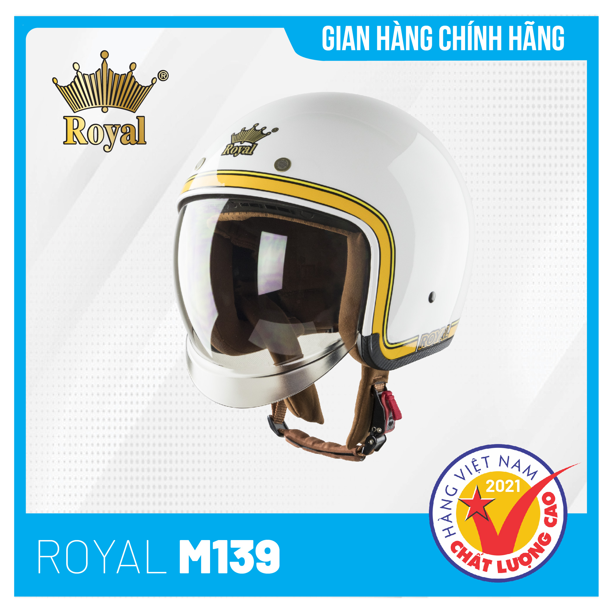 Nón bảo hiểm 3/4 Royal M139 Tem Kính Âm Thời Trang, An Toàn và Tiện dụng