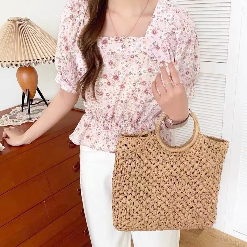 Áo peplum hoa ổ vuông