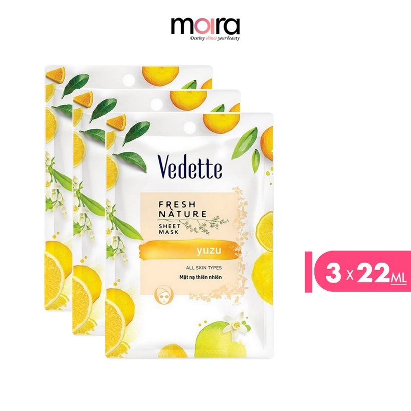 Combo 3 Mặt nạ thiên nhiên Vedette Yuzu 22ml