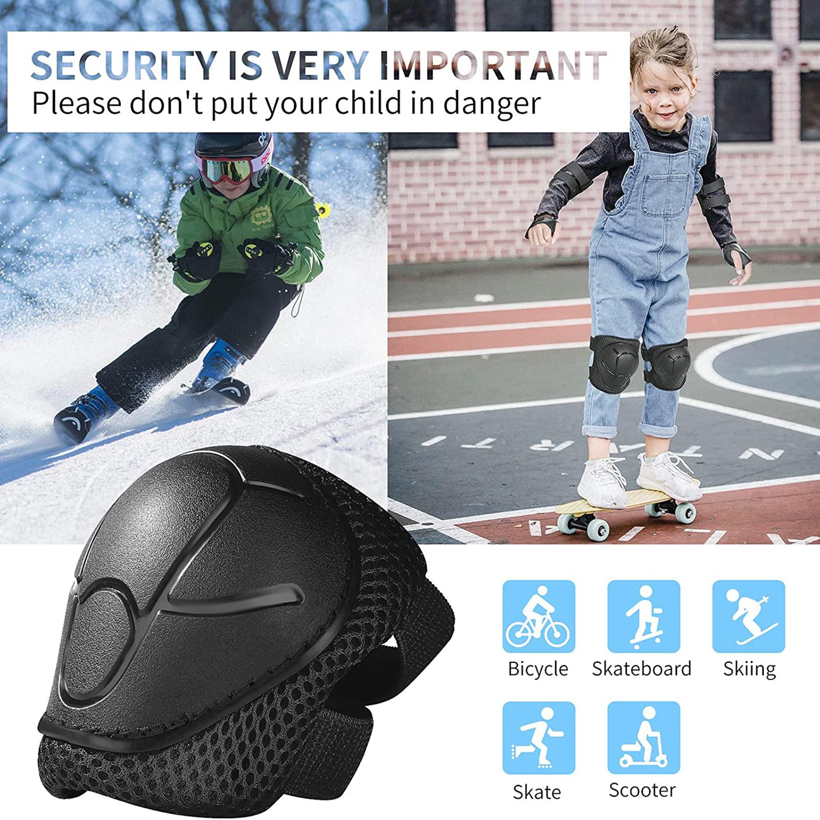 2 Wrist Guards&2 Elbow Pads&2 Knee Pads Adjustable Breathable Impact Resistance All-around Protection for Outdoor Sport