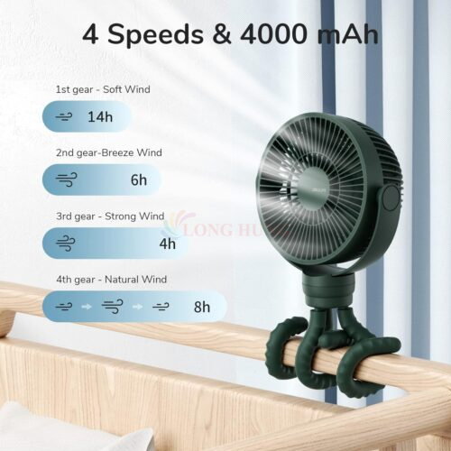 Quạt mini tích điện cầm tay Jisulife Stroller Fan Life1 Plus 4000mAh - Hàng chính hãng