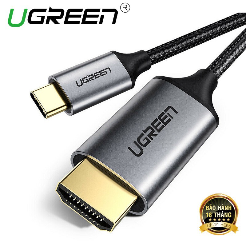 Cáp chuyển đổi USB-C sang HDMI hỗ trợ 4K, 3D dài 1,5m Ugreen 50570-Hàng Chính Hãng