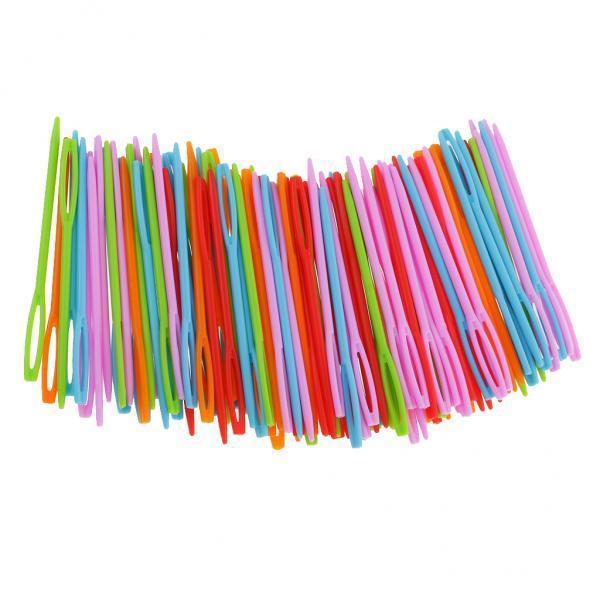 3x 100pcs 7cm Multicolor Plastic Sewing Threading Darning Needles Cross Stitch