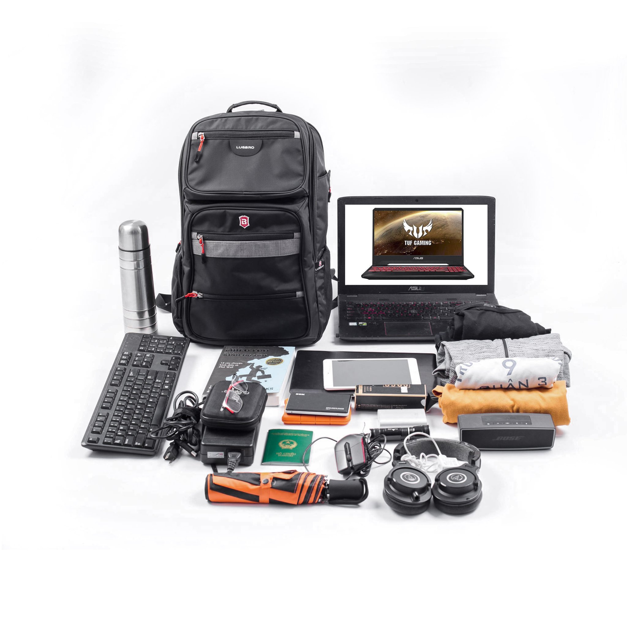 BALO LAPTOP ĐA CHỨC NĂNG LUGBRO GAMING RÊU-XÁM