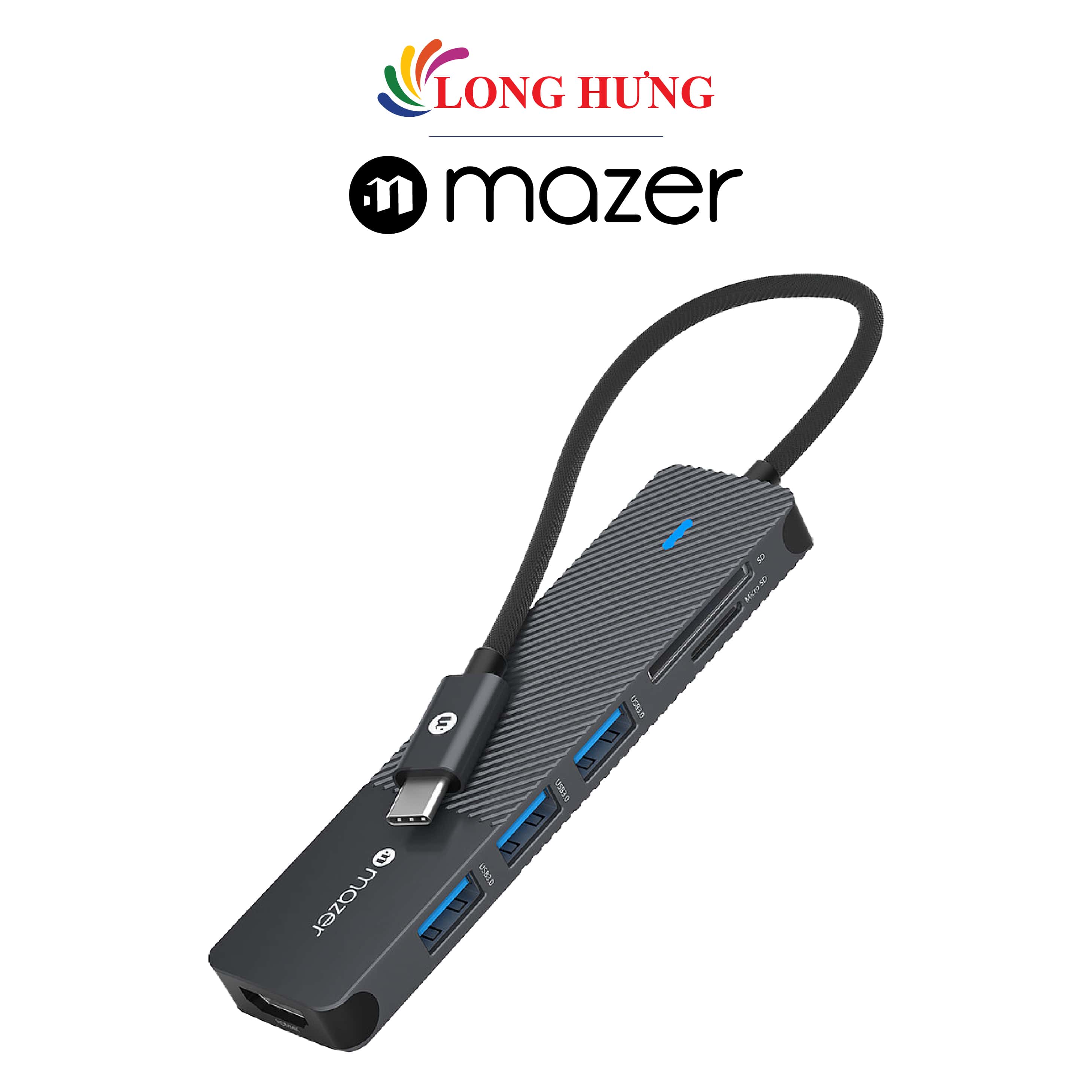 Cổng chuyển đổi Mazer Infinite.Multimedia Pro Hub 6-in-1 Type-C M-UC2MULTI7001 - Hàng chính hãng