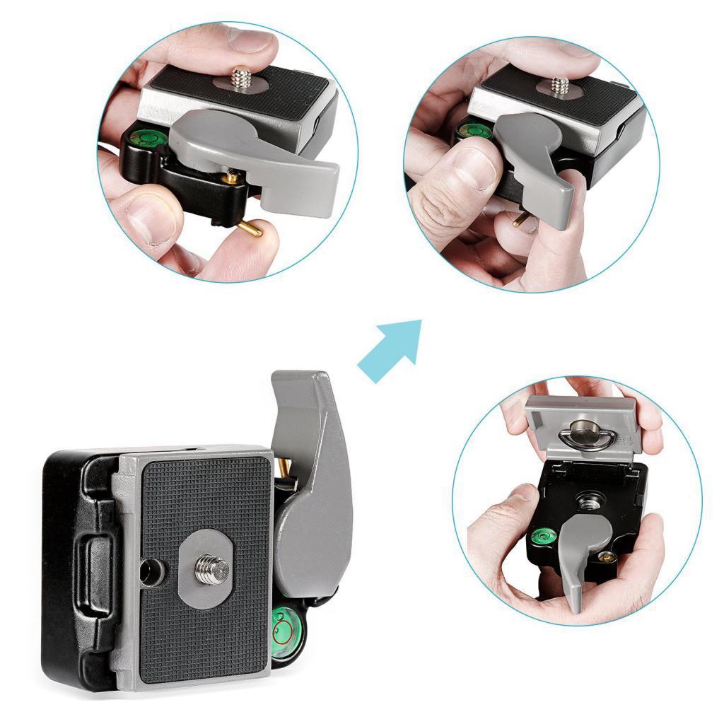 Universal Aluminum Alloy 1/4" Quick Release QR Plate Clamp,for DSLR Camera,with 1/4" to 3/8" Screw Adapter to Mount Tripod Monopod Ballhead