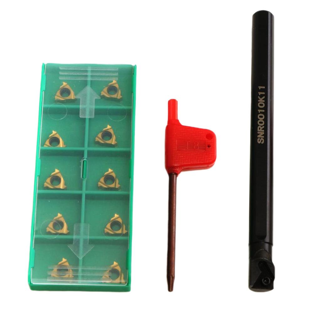 Turning Tool Holder Holder Boring Bar + Carbide Inserts + Wrench CNC Lathe Turning Tool, 125mm SNR0010K11