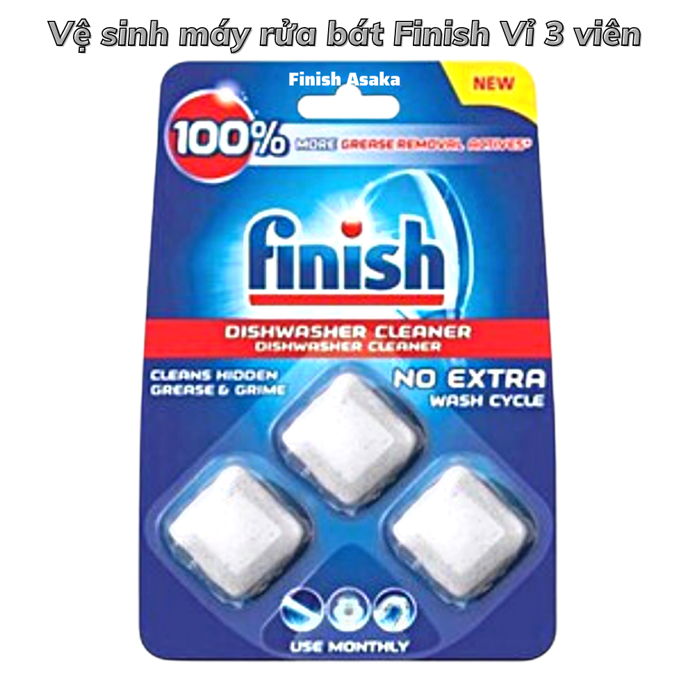 Viên vệ sinh làm sạch sâu trong máy rửa bát Finish Vỉ 3 viên - Chính Hãng