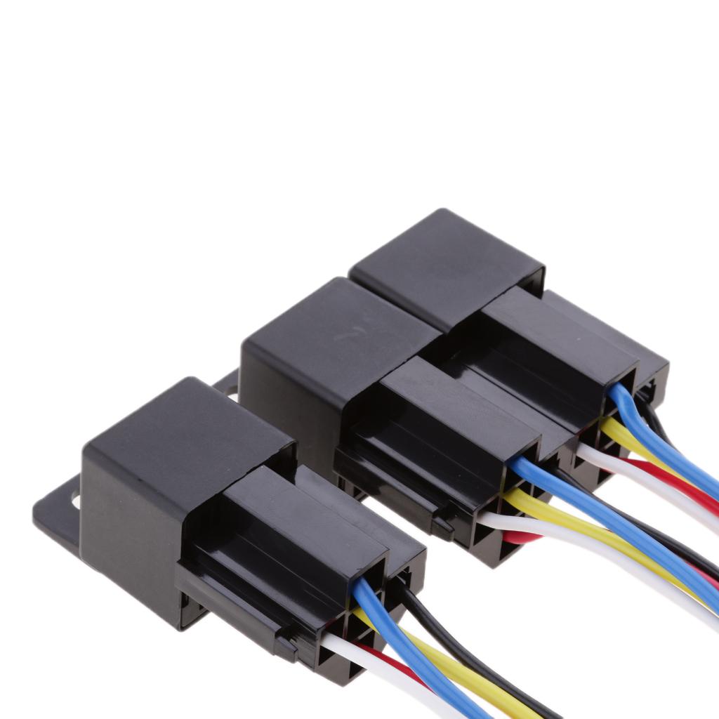 3pcs 24V 40A 5 Pin Terminal SPDT Relay Power Switch With Pre-wired Harness