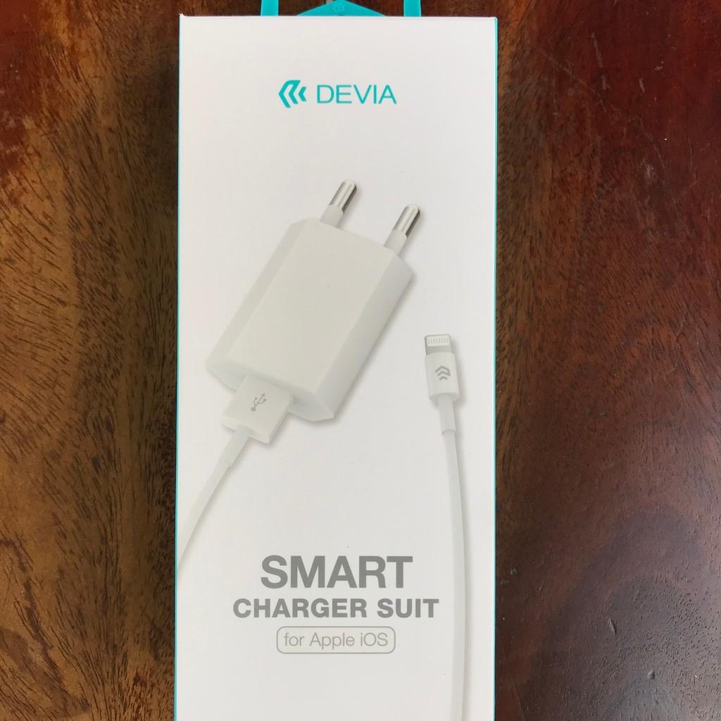 Bộ combo Devia củ 1A kèm cáp lightning smart chuẩn EU- hàng chính hàng