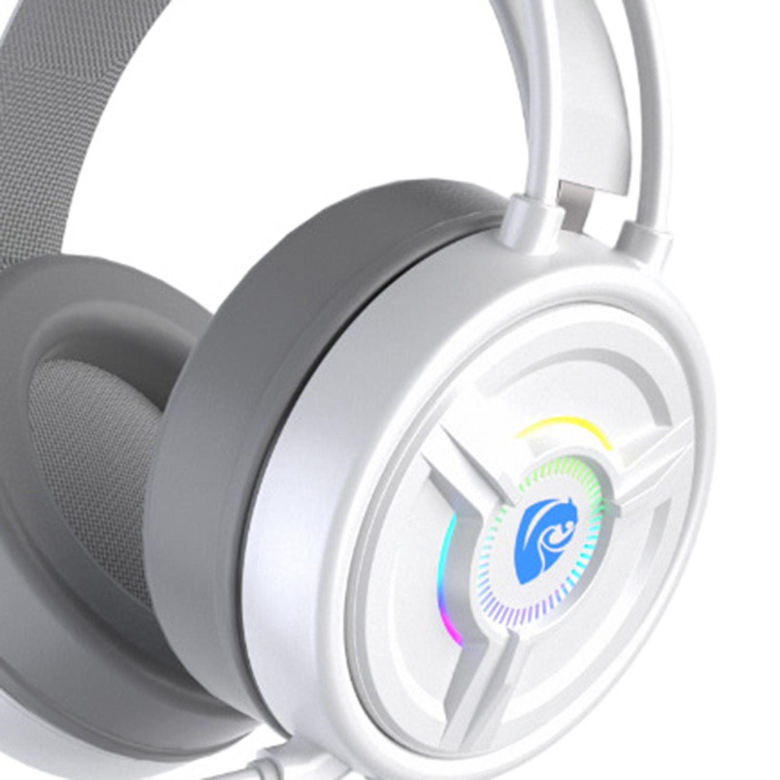3.5mm Gaming Headset Over Ear Headphones LED Light for PC Laptop White