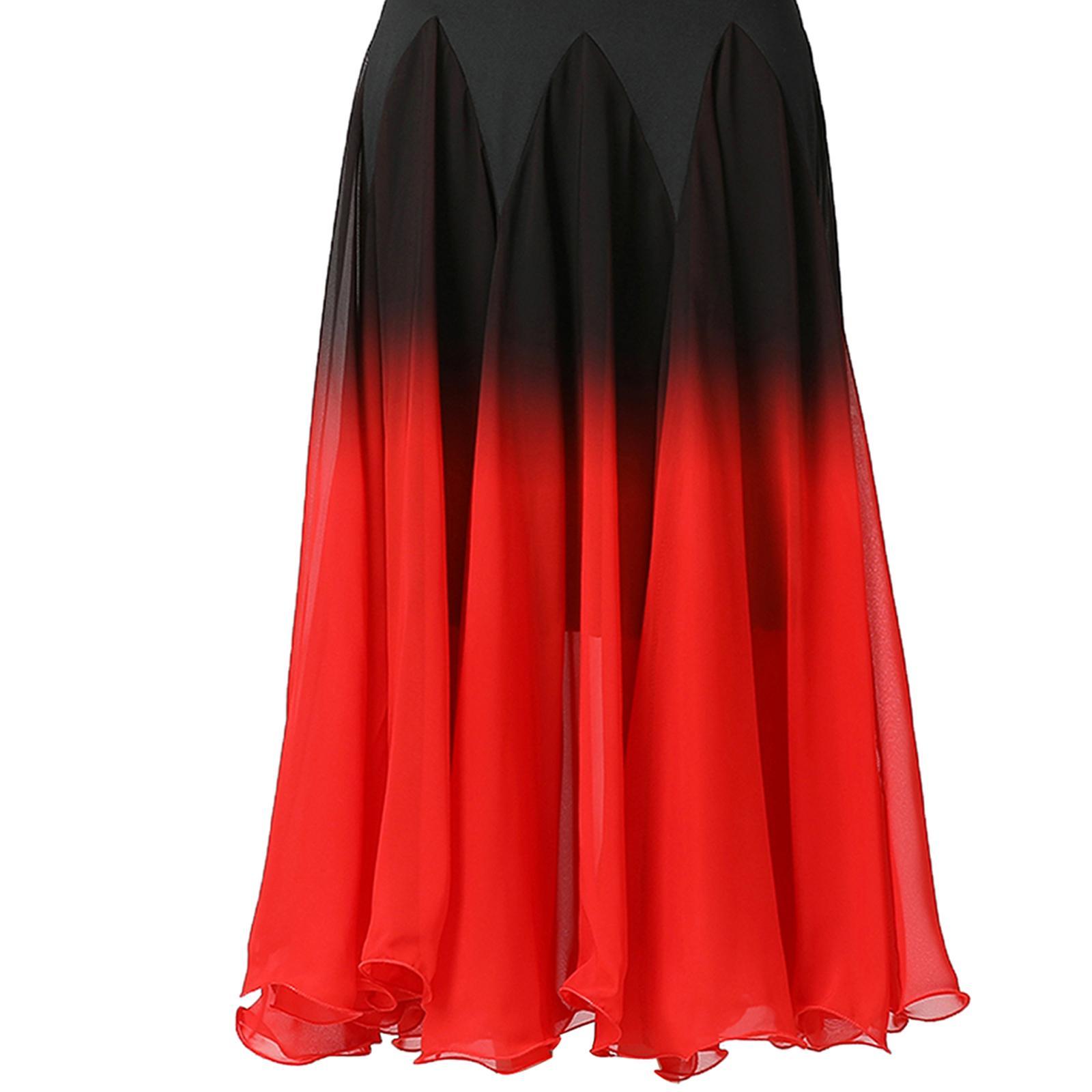 Women Ballroom Dance Skirt Dancing Costume Stage Performance Clothing Swing Spanish Skirts Belly for Tango Party Ladies Girl Latin Waltz