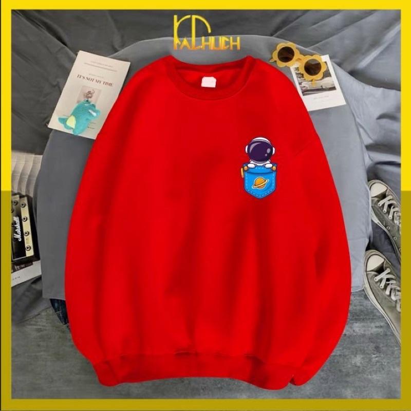 Áo sweater in phi hành gia logo ngực, vải nỉ mềm mịn nhiều màu lựa chọn