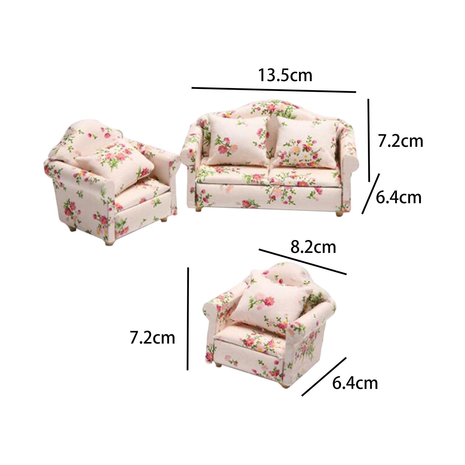 Doll House Furniture Sofa Toys Dollhouse Decor Wooden 1/12 for Dollhouse