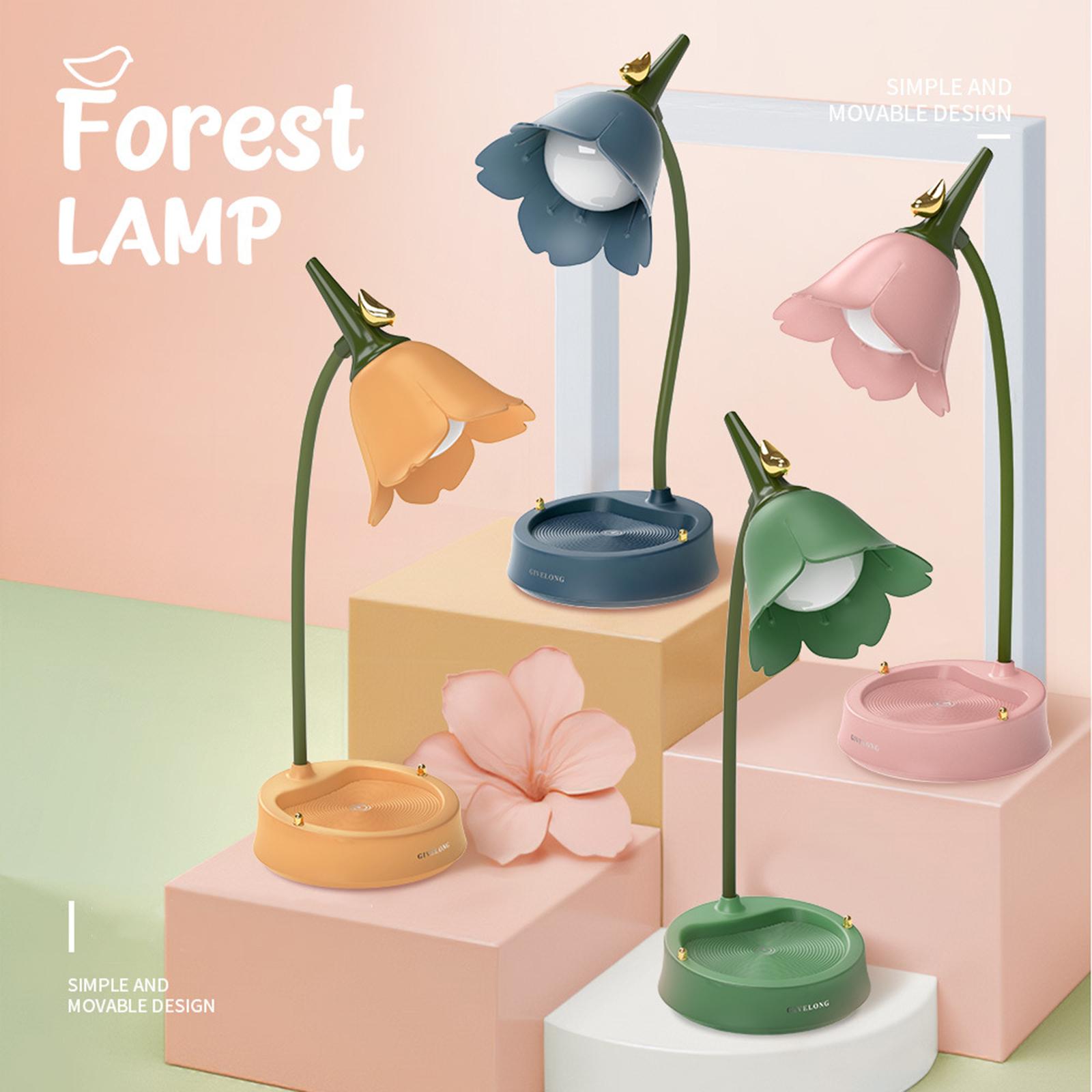 Desk Lamp for Kids - Flower LED Charging Table Lamp Eye Protection Small Desk Lamps for Reading,Study and Office, Adjustable Brightness