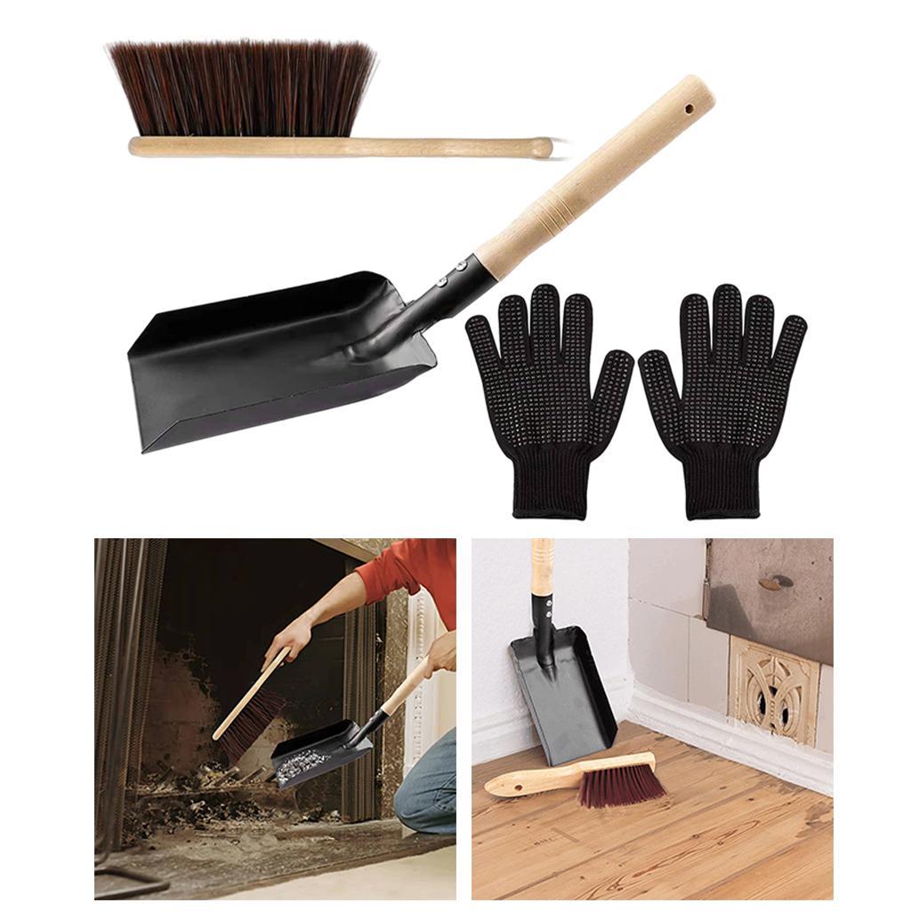 Fireplace Tool   Shovel Hearth Brush Gloves Set Firepit Tools Dust Shovel