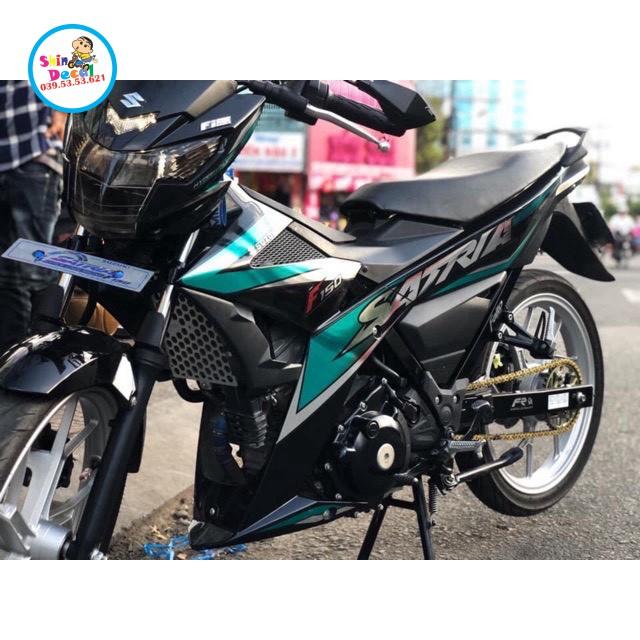Tem xe Satria fi xanh ngọc lục bảo chất liệu Candy cao cấp