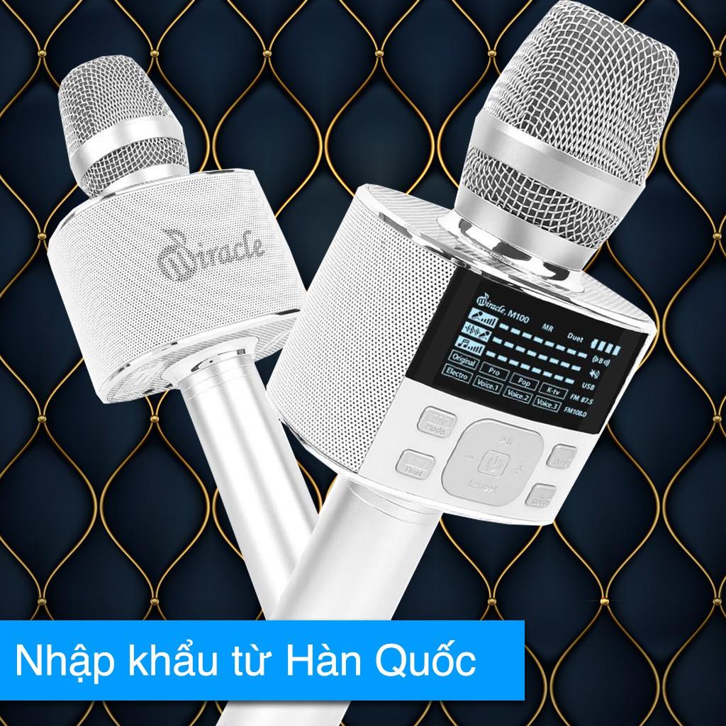 Micro Karaoke Bluetooth Hát Trên Điện Thoại  Hàn Quốc Miracle M100 màu trắng - Hàng Chính Hãng