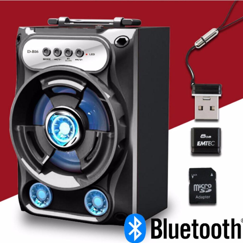 Loa Bluetooth B16 Xách Tay Loại 1 Âm Thanh Hay Siêu Trầm, Led Nháy Theo Nhạc - AT