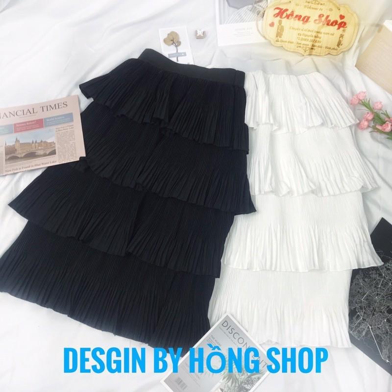 Chân váy 4 tầng nhún cao cấp dáng xòe
