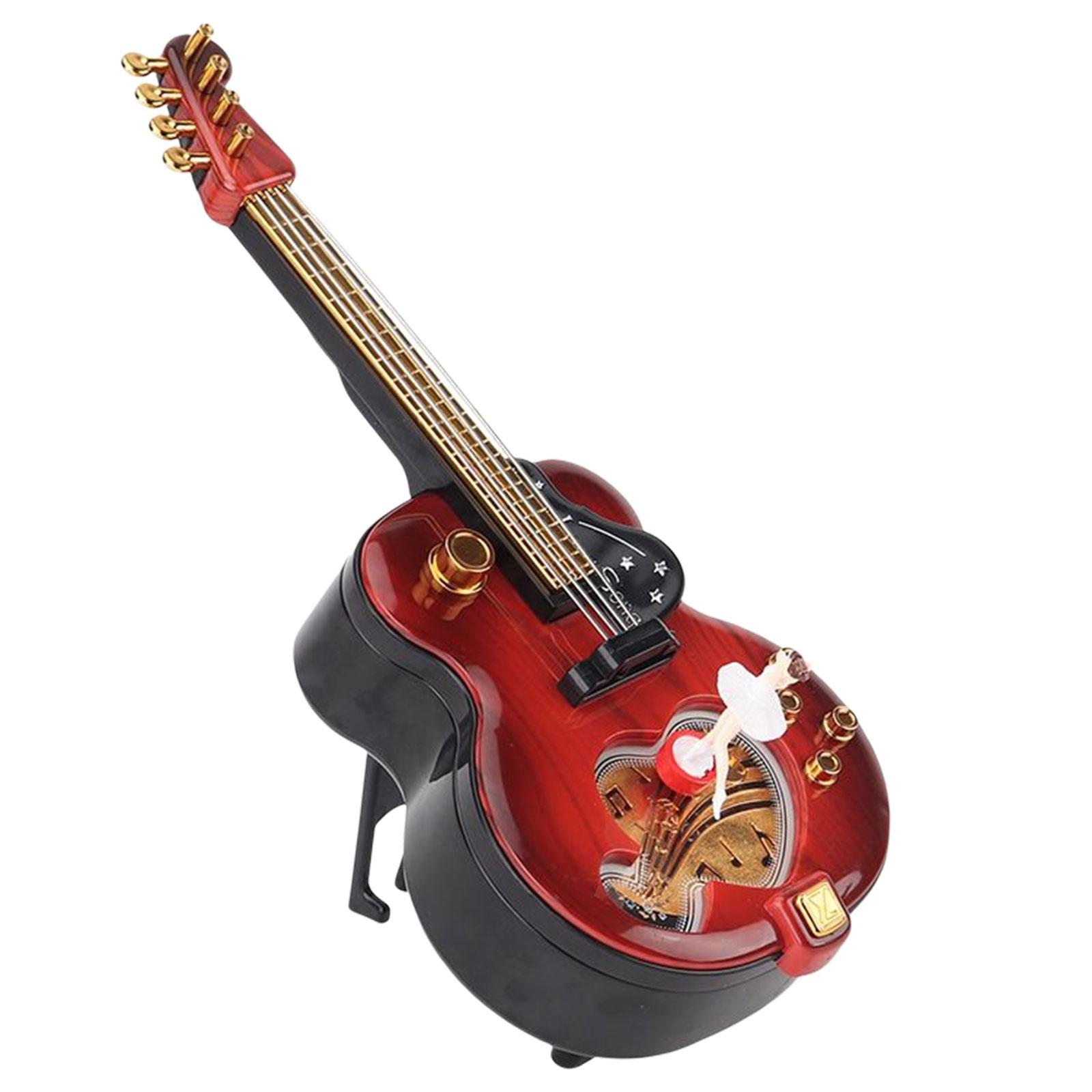 Guitar Music Box Ornament Clockwork Mechanical Windup Musical Jewelry Box