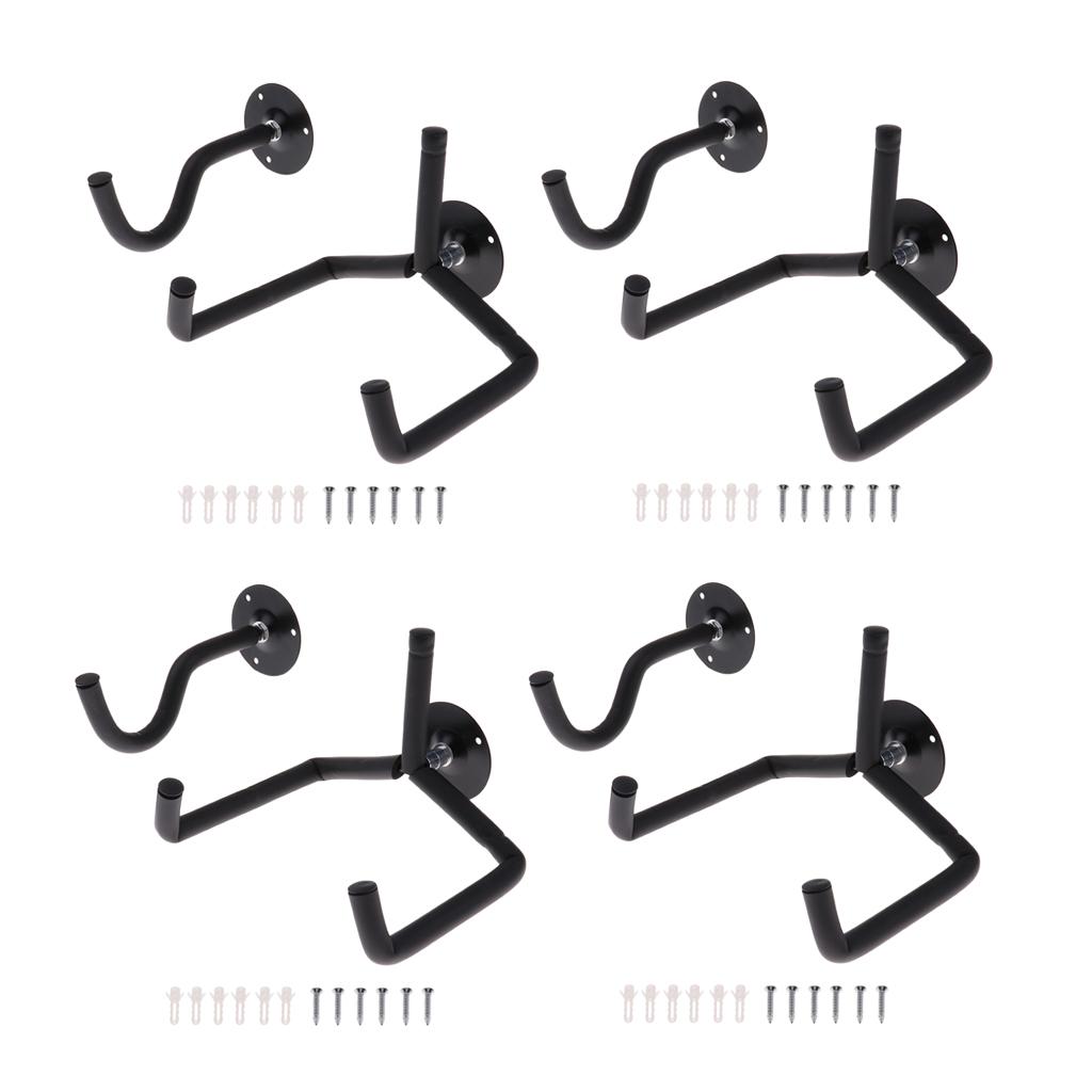 4x Metal Horizontal Guitar Bass Banjo Wall Hanger Stand Slatwall DIY Black