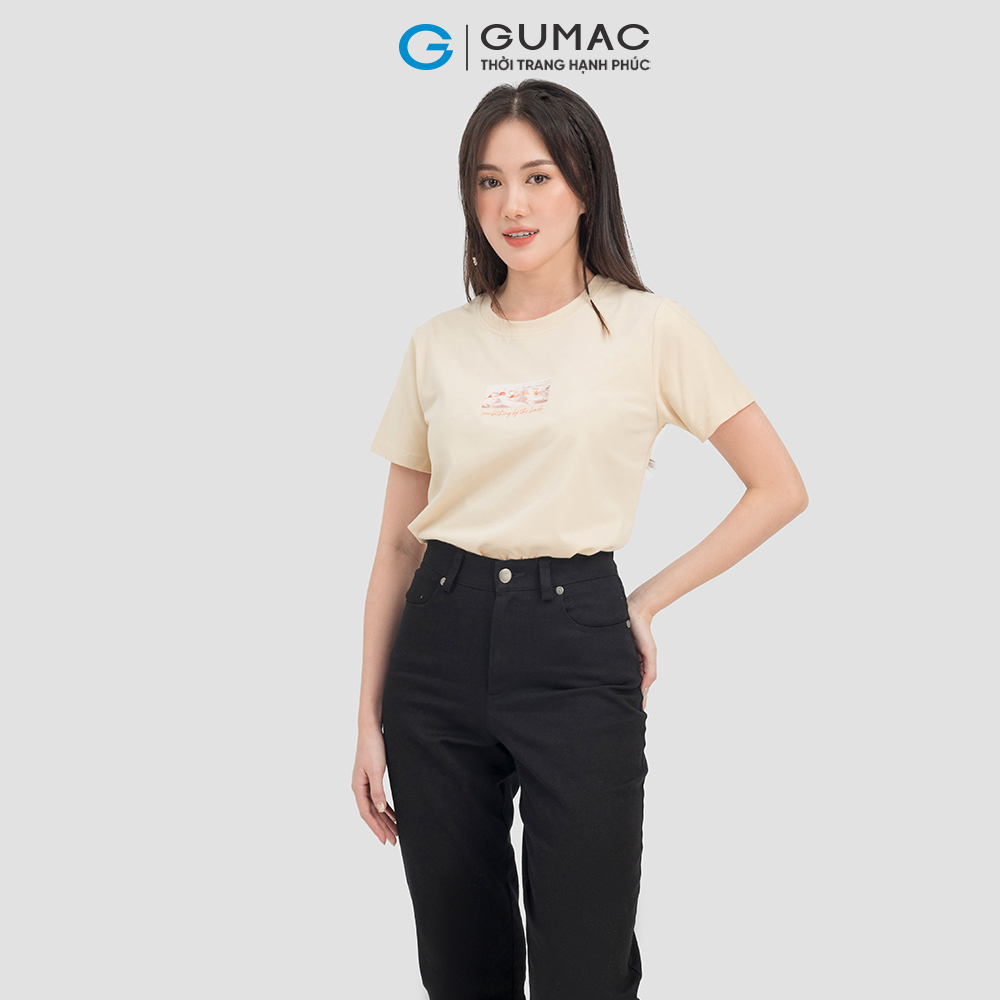 Áo thun nữ GUMAC ATC07036 cổ tròn in hình trẻ trung