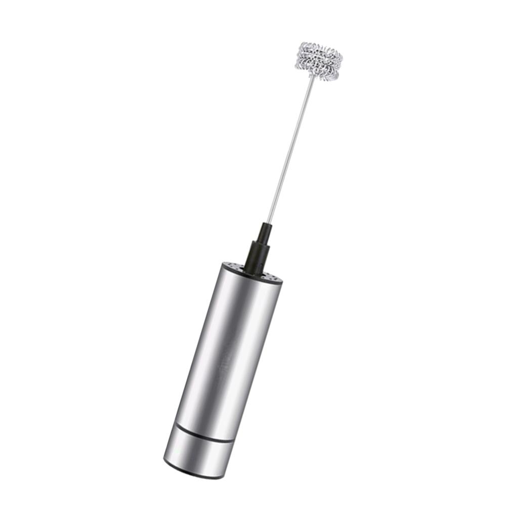 Stainless Steel Electric Handheld Milk Frother - Triple Spring Whisk Head