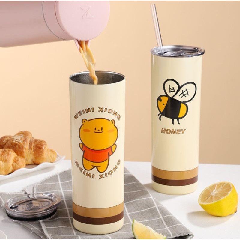 Ly giữ nhiệt loại lớn inox 304 không gỉ tặng kèm ống hút có nắp đậy 650ml sang trọng