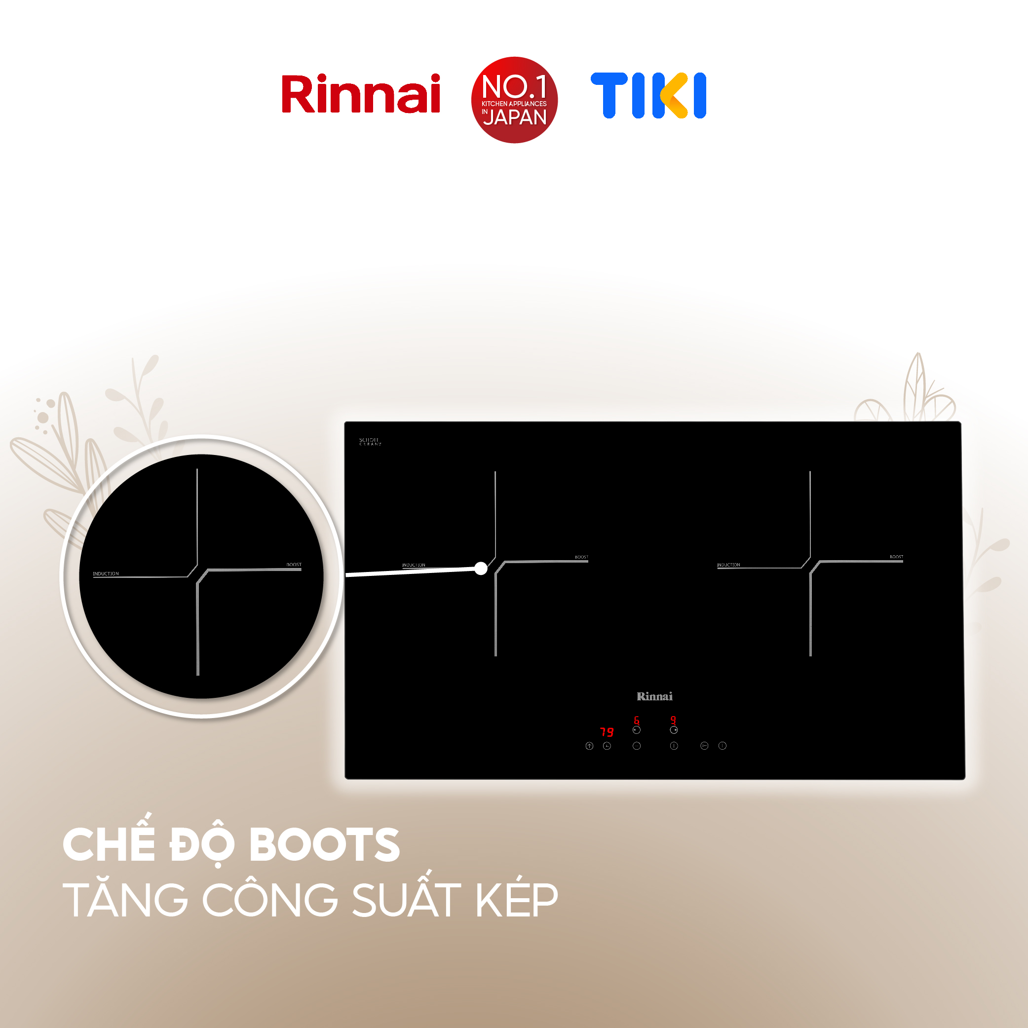 Bếp từ Rinnai RB-7012H-CB mặt kính Schott 2900W - Hàng chính hãng.