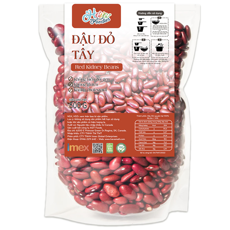 Đậu Đỏ Tây Havafoodies Túi 500g – Red Kidney Beans