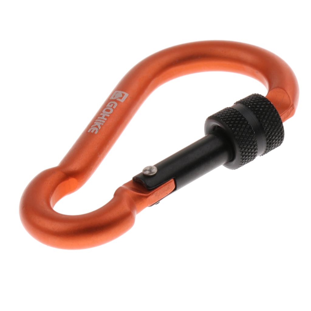 Outdoor Aluminum Alloy Climbing Screw Locking Keychain Hook golden orange