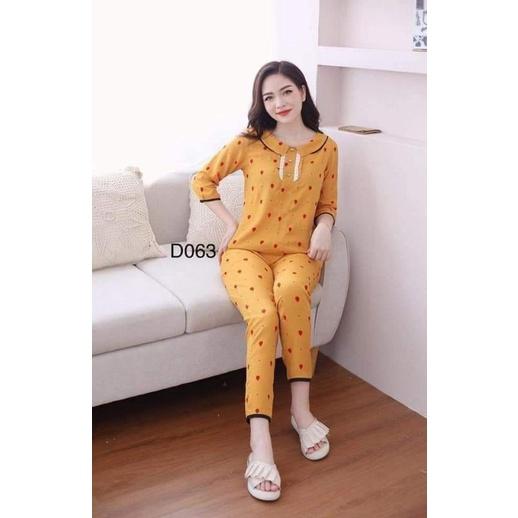 Đồ bộ mặc nhà, đồ bộ sau sinh đồ ngủ cổ nhọn 5 màu