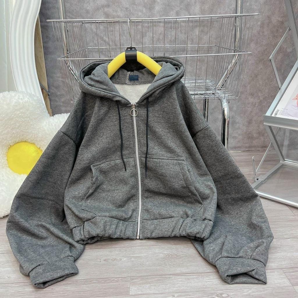 Áo Hoodie Zip Basic Croptop - Áo Khoác Nỉ form Dơi Lửng Unisex (HD100A - Kèm Ảnh Thật)