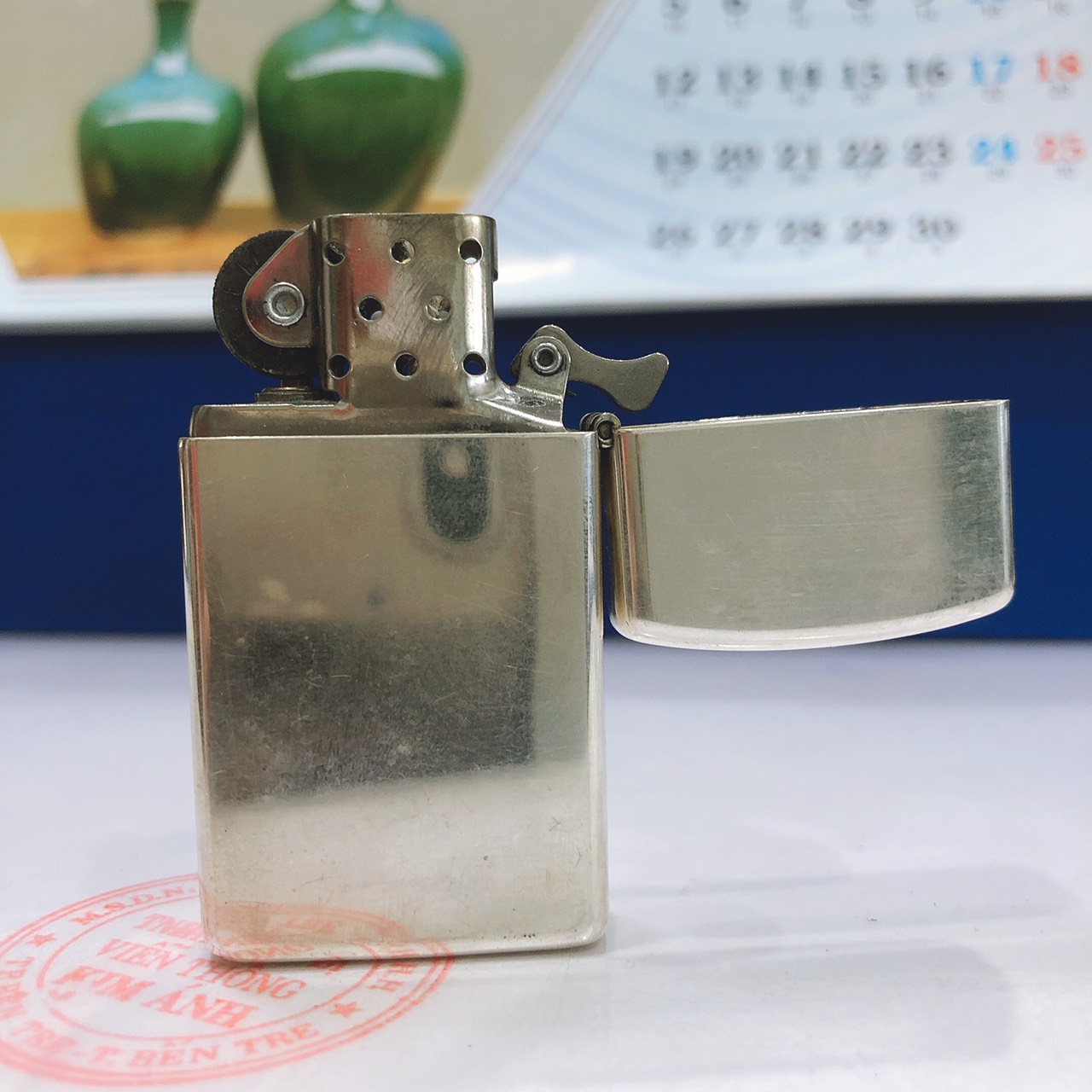 Bật lửa Ziippo Mỹ Slim bạc khối Strerling trơn sản xuất 1999