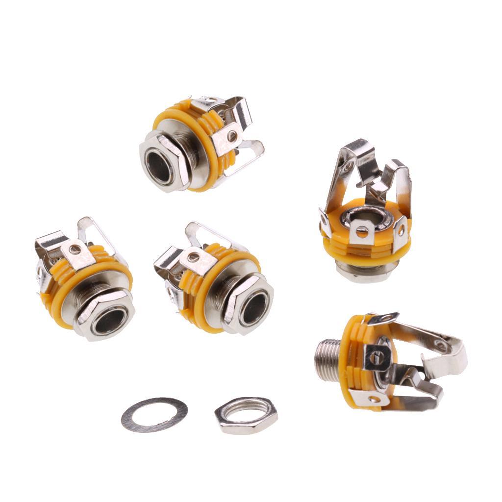 5 Pieces Guitar Stereo Socket 6.35mm Electric Guitar Stereo Socket