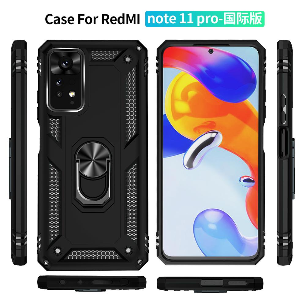 Ốp lưng cho Xiaomi Redmi Note 11 11E Pro 4G 5G chống sốc 2 lớp kèm nhẫn iring làm giá đỡ