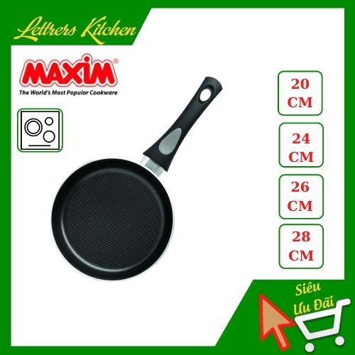 Chảo chống dính nhập khẩu cao cấp MAXIM 20cm, 24cm,26cm,28cm - sử dụng trên bếp từ - 2 màu đỏ/ đen