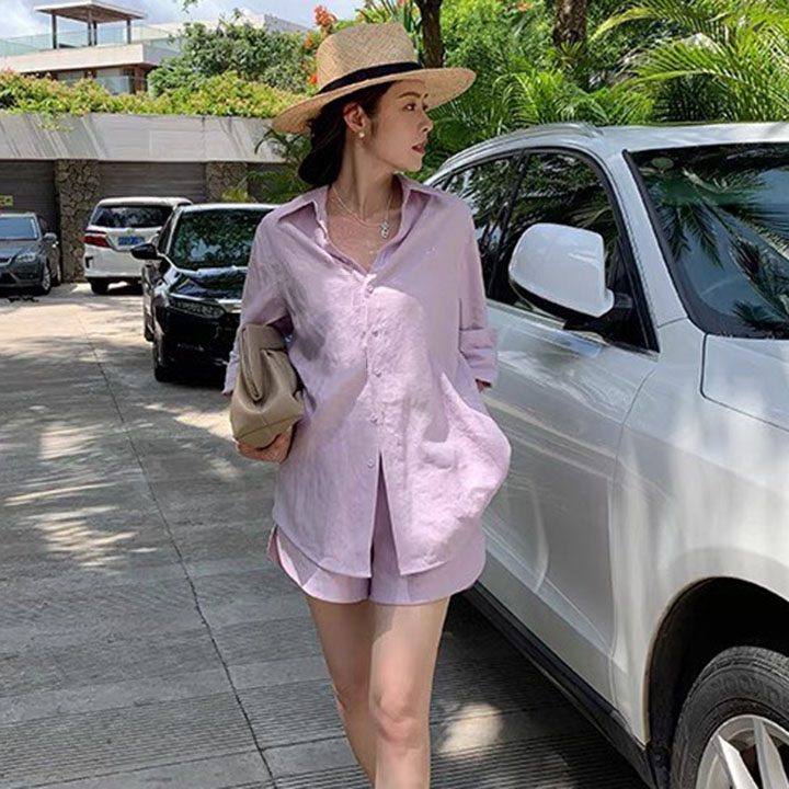 Áo sơ mi nữ công sở form rộng cổ đức ArcticHunter, chất vải linen thô Premium mềm mát sang trọng, thời trang thương hiệu chính hãng