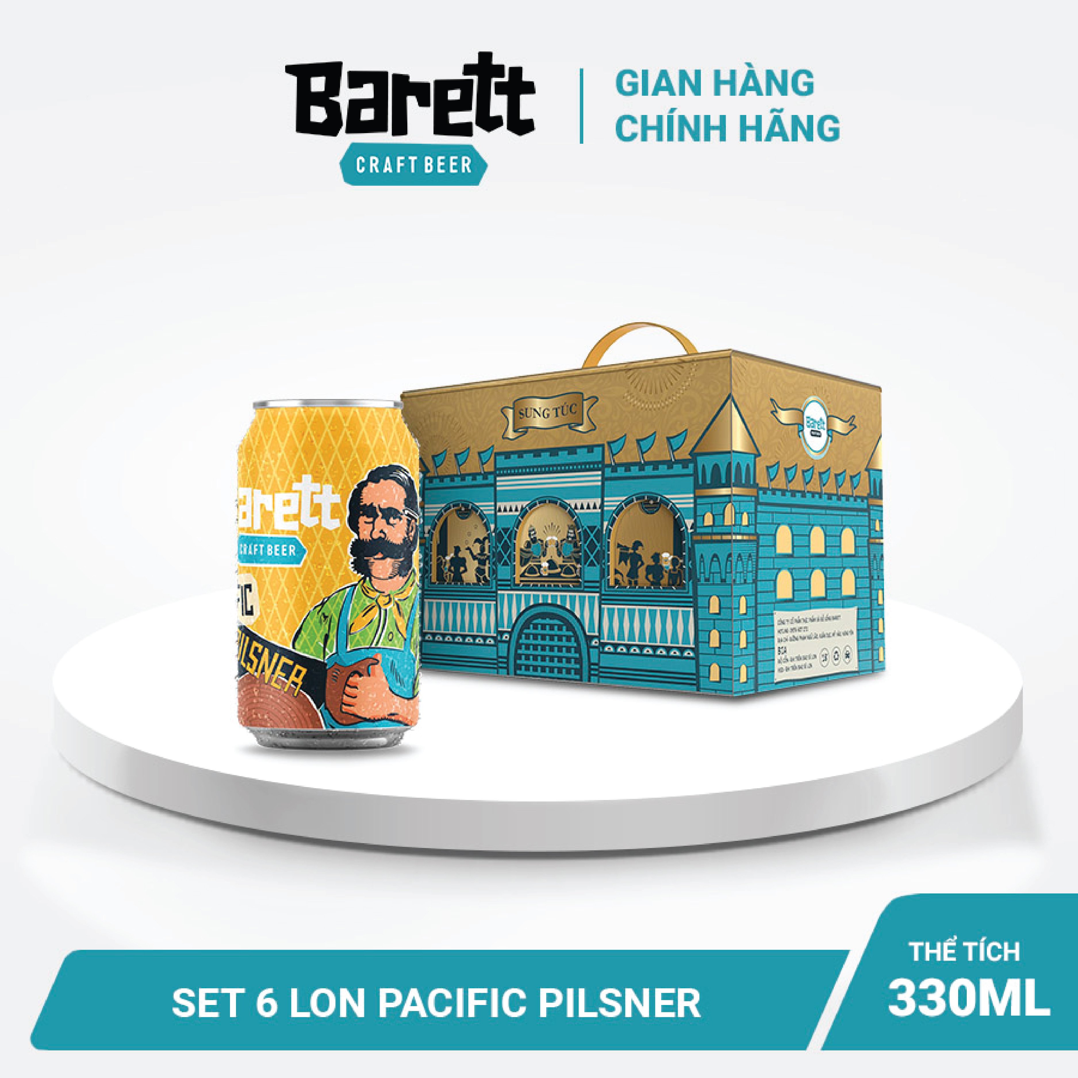 Bia thủ công Barett 6 lon vị Pilsner